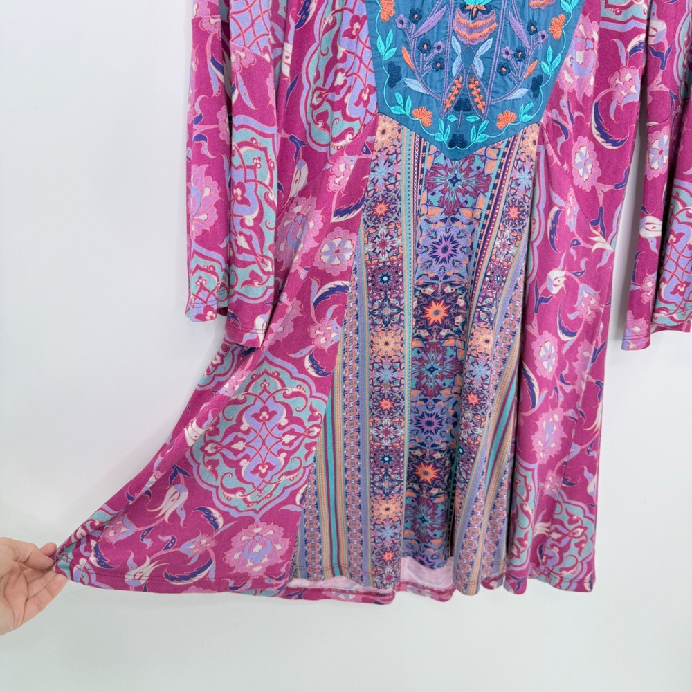 Soft Surroundings Women's Tunic Pink Purple Embroidered Floral Boho Festival‎ - Picture 10 of 10
